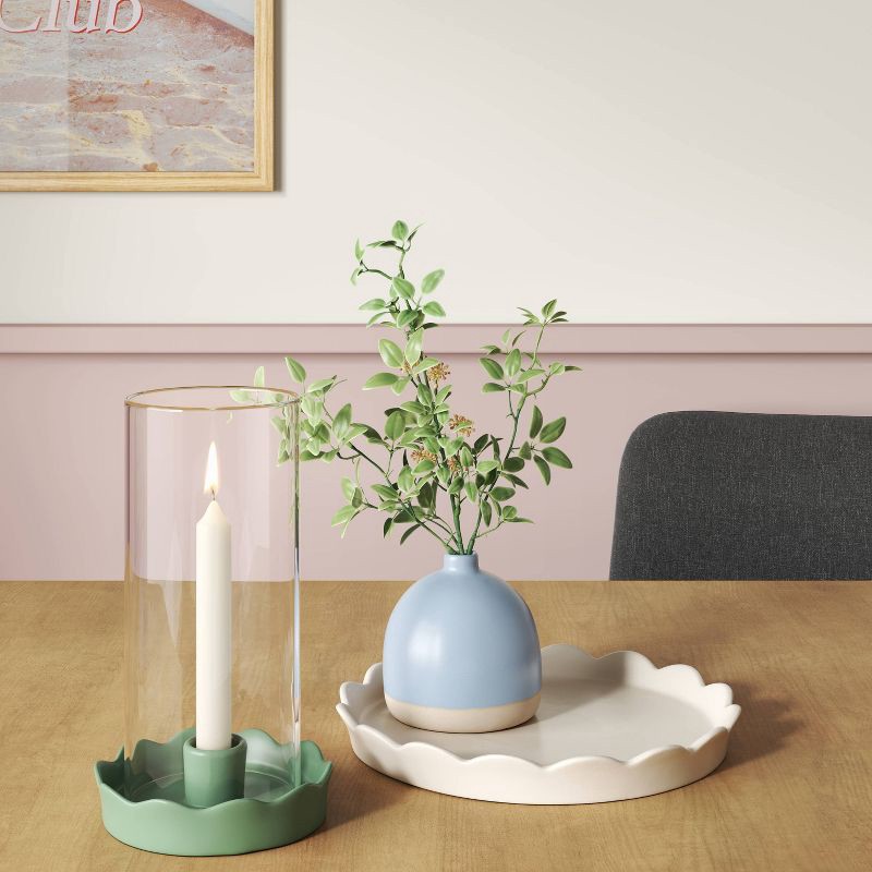 slide 2 of 3, Round Scalloped Ceramic Tray White - Room Essentials™, 1 ct