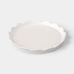 Round Scalloped Ceramic Tray White - Room Essentials™