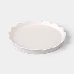 Round Scalloped Ceramic Tray White - Room Essentials™