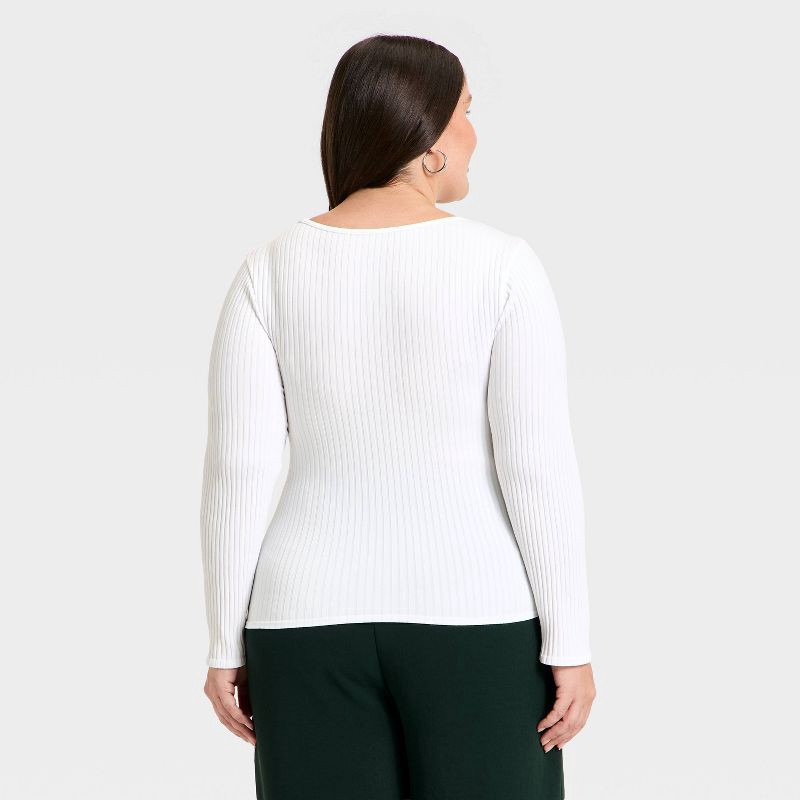 slide 2 of 3, Women's Ribbed Seamless Long Sleeve Top - A New Day™ White XXL, 1 ct