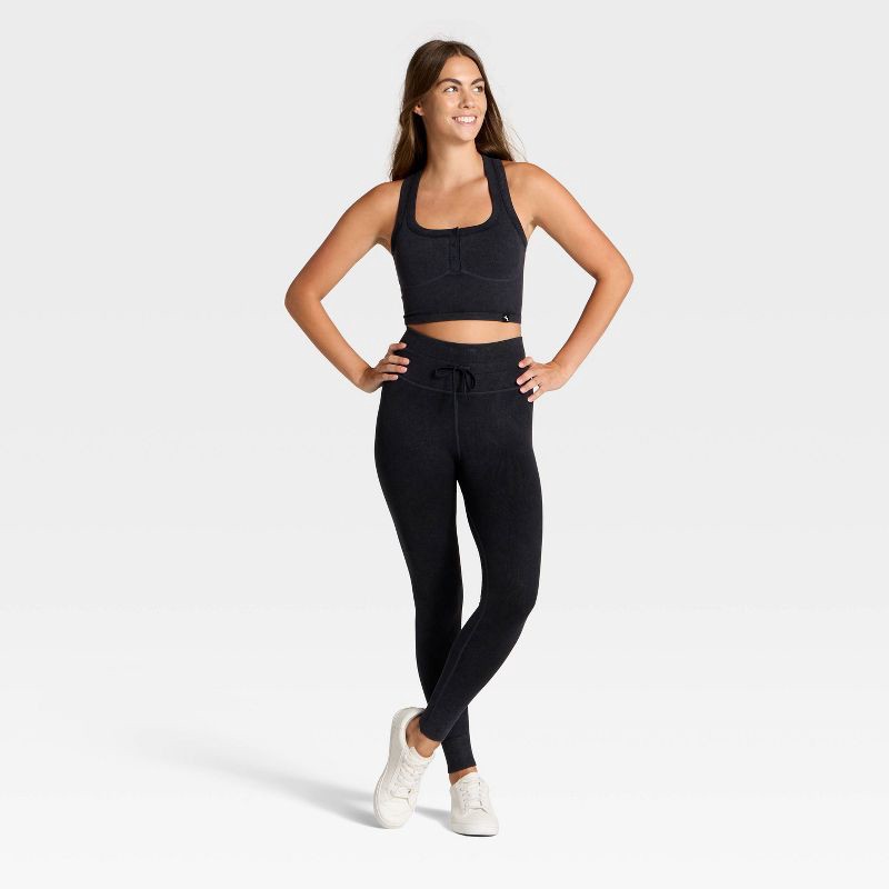 slide 3 of 3, Women's High-Rise Tie Seamless Leggings - JoyLab™ Black L, 1 ct