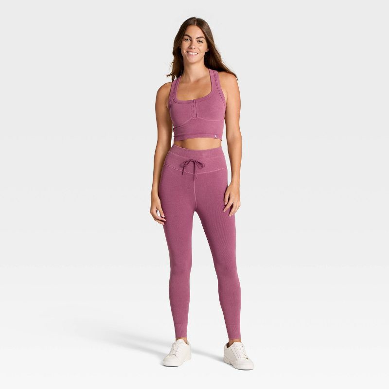 slide 3 of 3, Women's High-Rise Tie Seamless Leggings - JoyLab™ Purple L, 1 ct