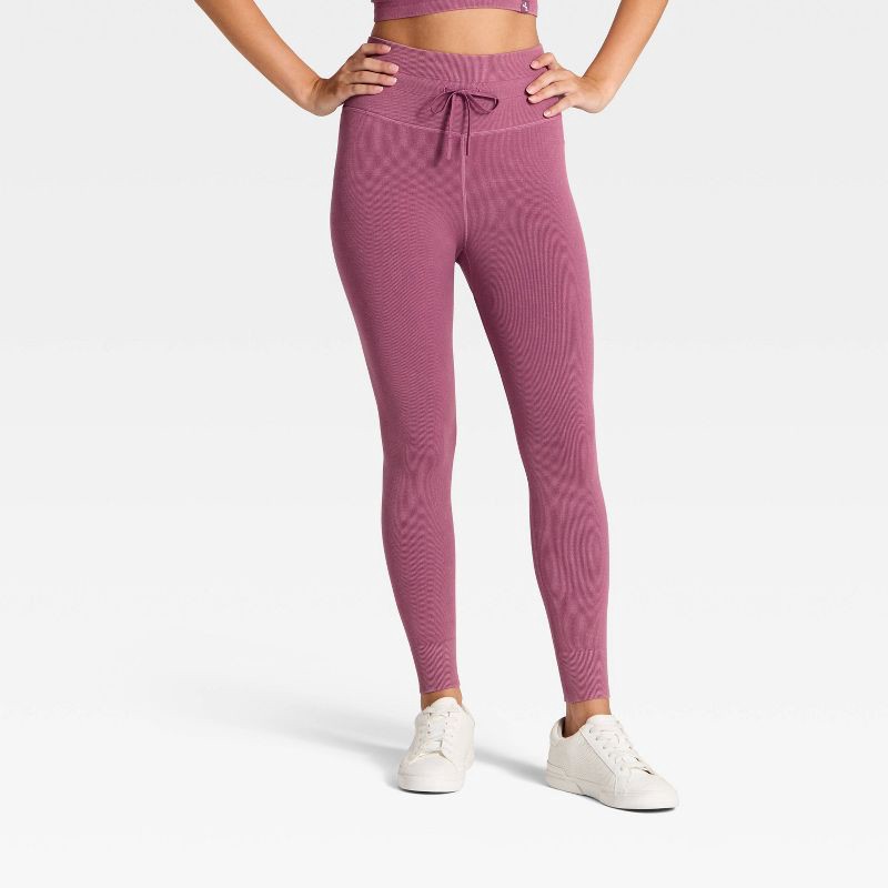slide 1 of 3, Women's High-Rise Tie Seamless Leggings - JoyLab™ Purple XXL, 1 ct