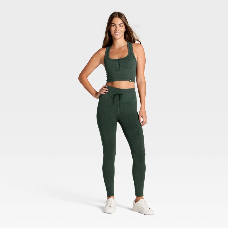 slide 3 of 3, Women's High-Rise Tie Seamless Leggings - JoyLab™ Forest Green XS, 1 ct