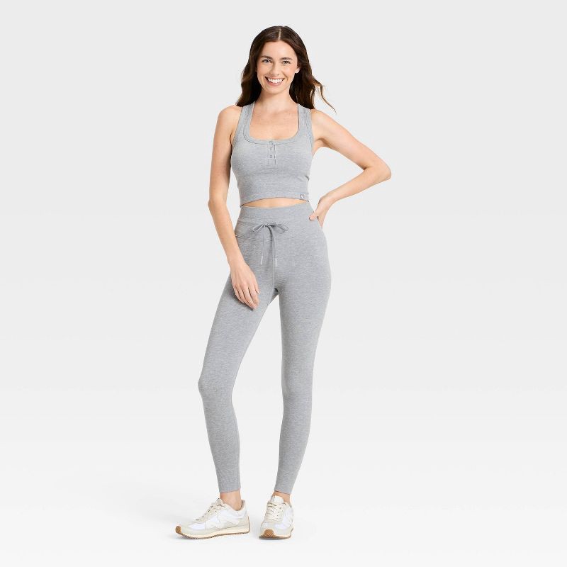 slide 3 of 3, Women's High-Rise Tie Seamless Leggings - JoyLab™ Heathered Gray S, 1 ct