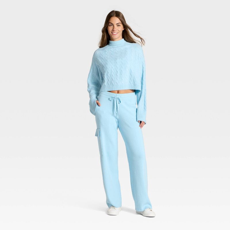 slide 3 of 3, Women's High-Rise Sweater Cargo Pant - JoyLab™ Light Blue XL, 1 ct