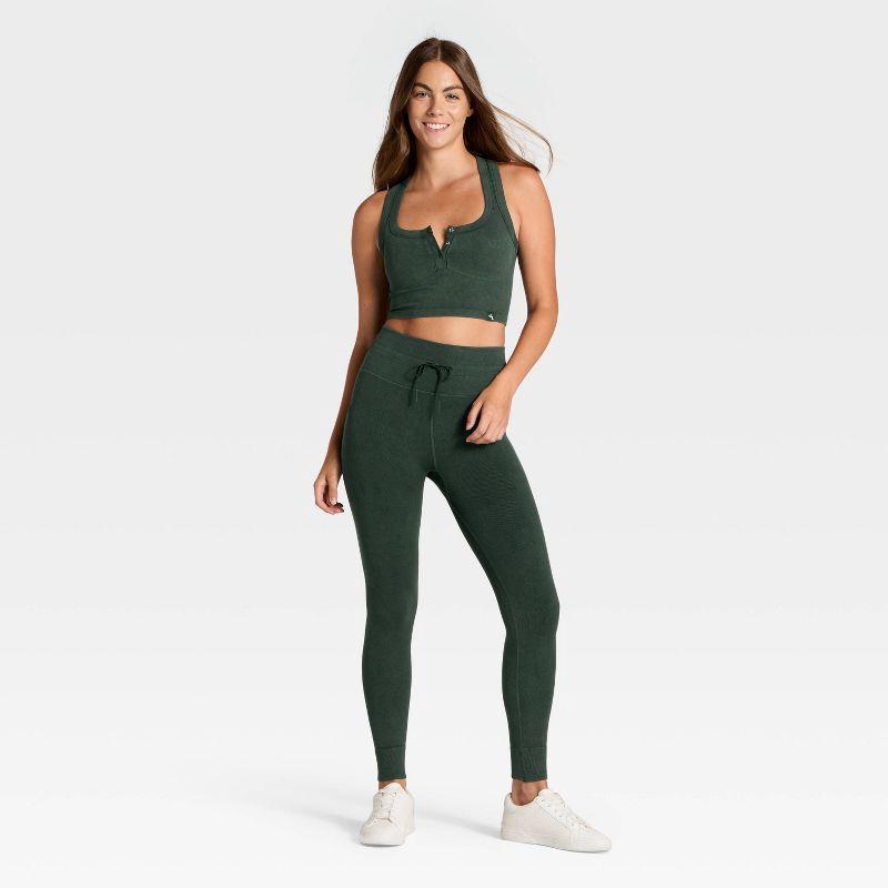 slide 3 of 3, Women's Seamless Henley Tank Top - JoyLab™ Forest Green M, 1 ct