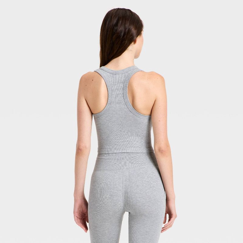 slide 2 of 3, Women's Seamless Henley Tank Top - JoyLab™ Heathered Gray M, 1 ct