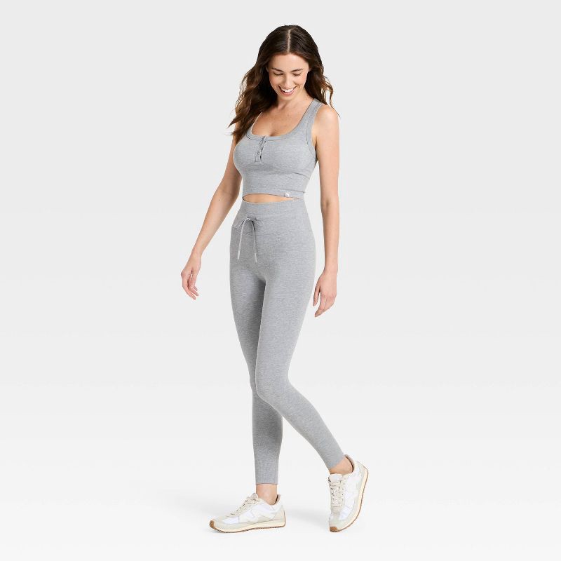 slide 3 of 3, Women's Seamless Henley Tank Top - JoyLab™ Heathered Gray L, 1 ct