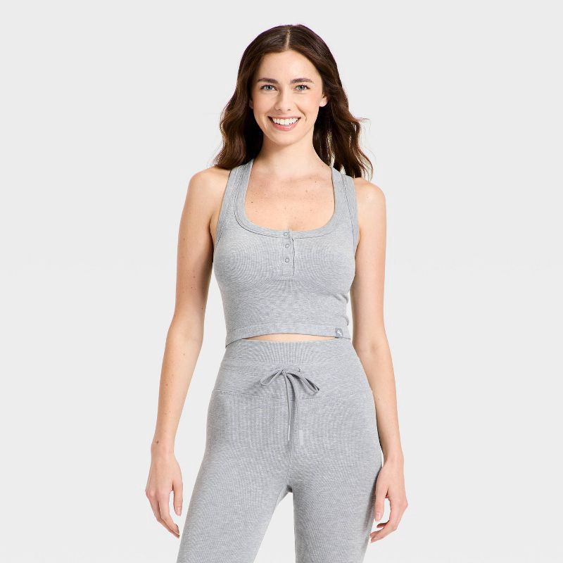 slide 1 of 3, Women's Seamless Henley Tank Top - JoyLab™ Heathered Gray XXL, 1 ct