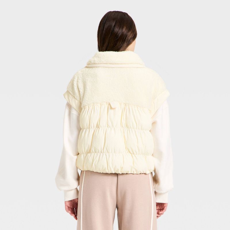slide 2 of 3, Women's High Pile & Puffer Mix Vest - JoyLab™ Cream XL, 1 ct