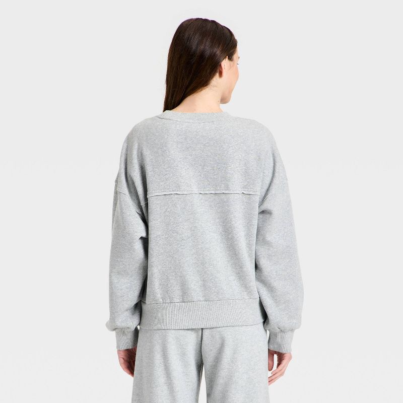 slide 2 of 3, Women's Crewneck Fleece Sweatshirt - JoyLab™ Heathered Gray XXS, 1 ct