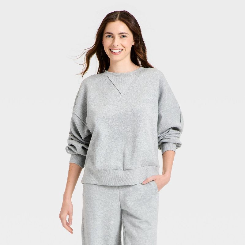 slide 1 of 3, Women's Crewneck Fleece Sweatshirt - JoyLab™ Heathered Gray XXS, 1 ct