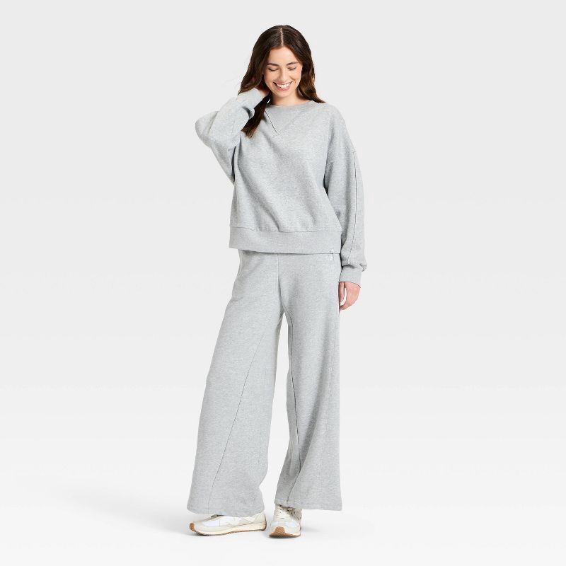 slide 3 of 3, Women's Crewneck Fleece Sweatshirt - JoyLab™ Heathered Gray XXS, 1 ct