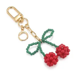 Studio Artifact Lip Charm Keychain Accessory - Beaded Cherries: Zinc Alloy Material