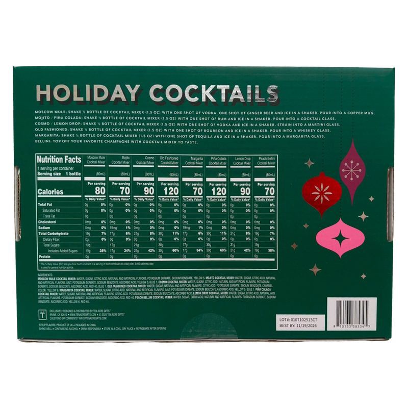 slide 2 of 6, Ten Acre Gifts Ten Acres Gifts Holiday Cocktail Mixer Set - 8pk/2.7 fl oz, 8 ct, 2.7 fl oz