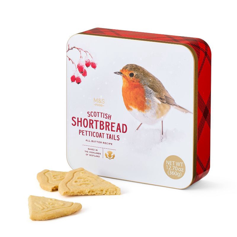 slide 1 of 3, M&S Shortbread Robin Petticoat Christmas Cookies Tin - 12.70oz, 12.7 oz