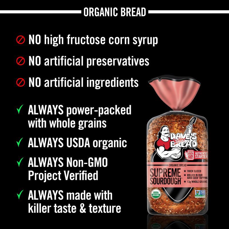 slide 5 of 15, Dave's Killer Bread Organic Sourdough Bread - 24oz, 24 oz