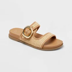Women's Meg Sandals with Memory Foam Insole - A New Day™ Beige 8.5