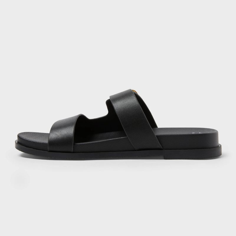 slide 2 of 4, Women's Meg Sandals with Memory Foam Insole - A New Day™ Black 9.5, 1 ct