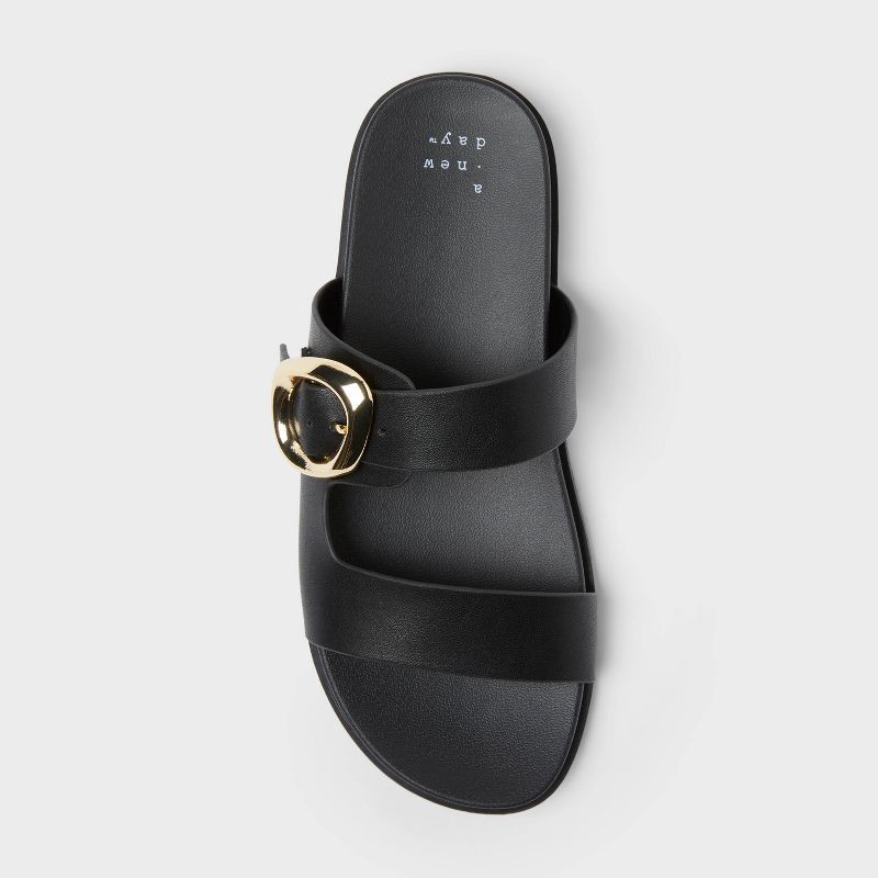slide 3 of 4, Women's Meg Sandals with Memory Foam Insole - A New Day™ Black 9.5, 1 ct