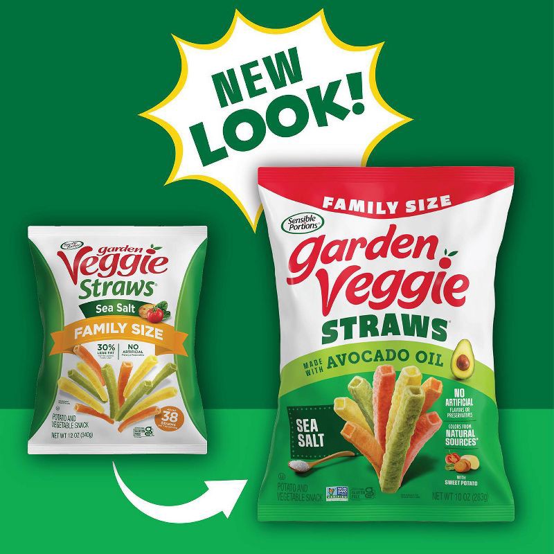 slide 3 of 11, Sensible Portions Garden Veggie Straws Sea Salt Family Size with Avocado Oil - 10oz, 10 oz