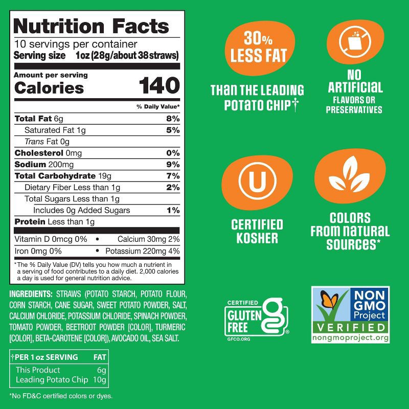 slide 7 of 12, Sensible Portions Garden Veggie Straws Sea Salt Family Size with Avocado Oil - 10oz, 10 oz