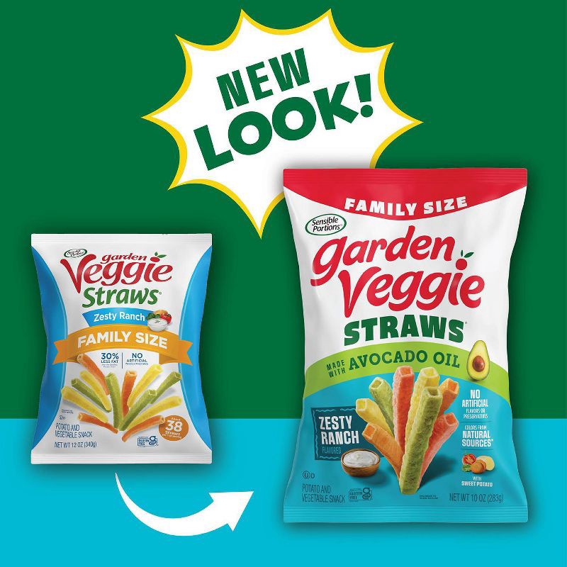slide 12 of 12, Sensible Portions Garden Veggie Straws Zesty Ranch Family Size with Avocado Oil - 10oz, 10 oz