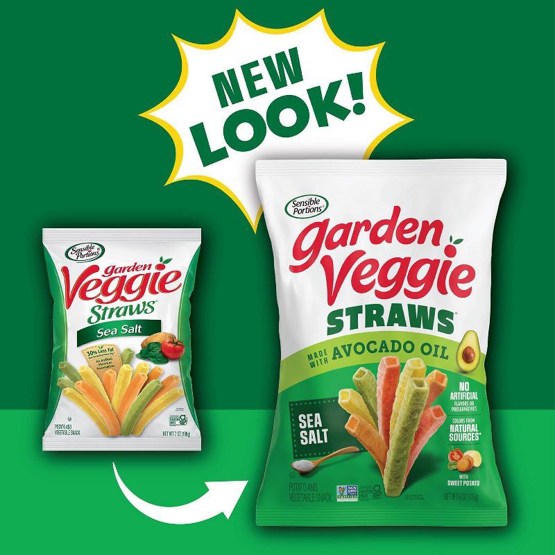 slide 3 of 12, Sensible Portions Garden Veggie Straws Sea Salt with Avocado Oil - 6oz, 6 oz
