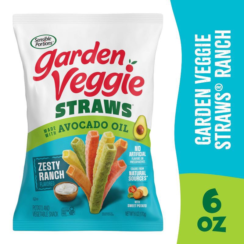slide 12 of 12, Sensible Portions Garden Veggie Straws Zesty Ranch with Avocado Oil - 6oz, 6 oz