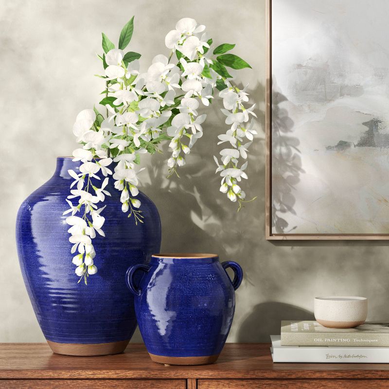 slide 2 of 4, XL Tuscan Ceramic Vase Blue - Threshold™, 1 ct