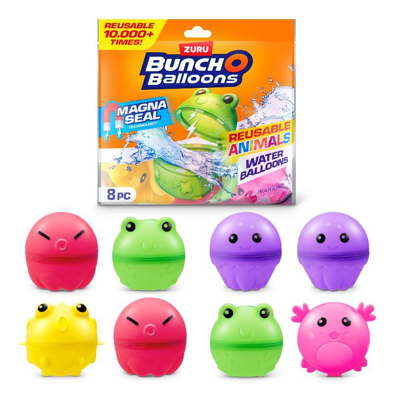 slide 1 of 9, Bunch O Balloons Reusable Animal Printed Water Balloons Toys 8pc, 8 ct