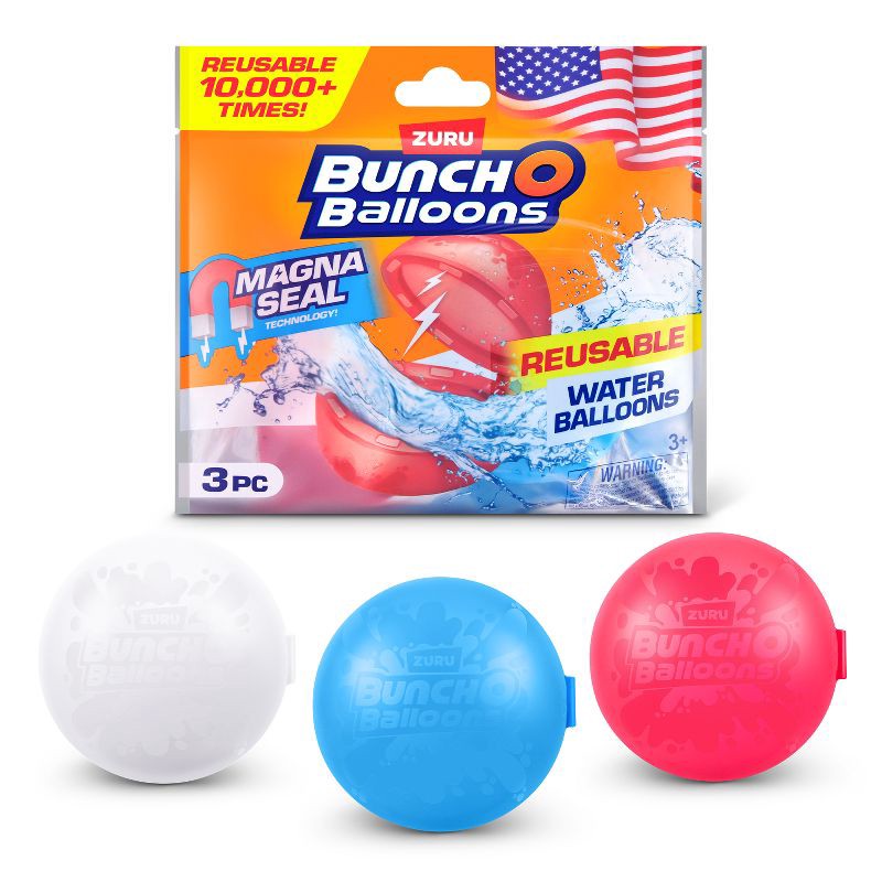 slide 1 of 4, Bunch O Balloons Reusable Water Balloons Toys 3pk - Red/White/Blue, 3 ct
