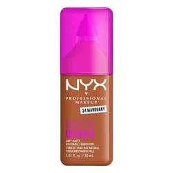 NYX Professional Makeup Make 'Em Wonder 24H Soft Matte Foundation - 34 Mahogany - 1.01 fl oz: Vegan, Contains Vitamin C