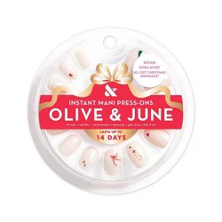 Olive & June Press-On Fake Nails - XS Round - All Out Christmas Minimalist - 42ct