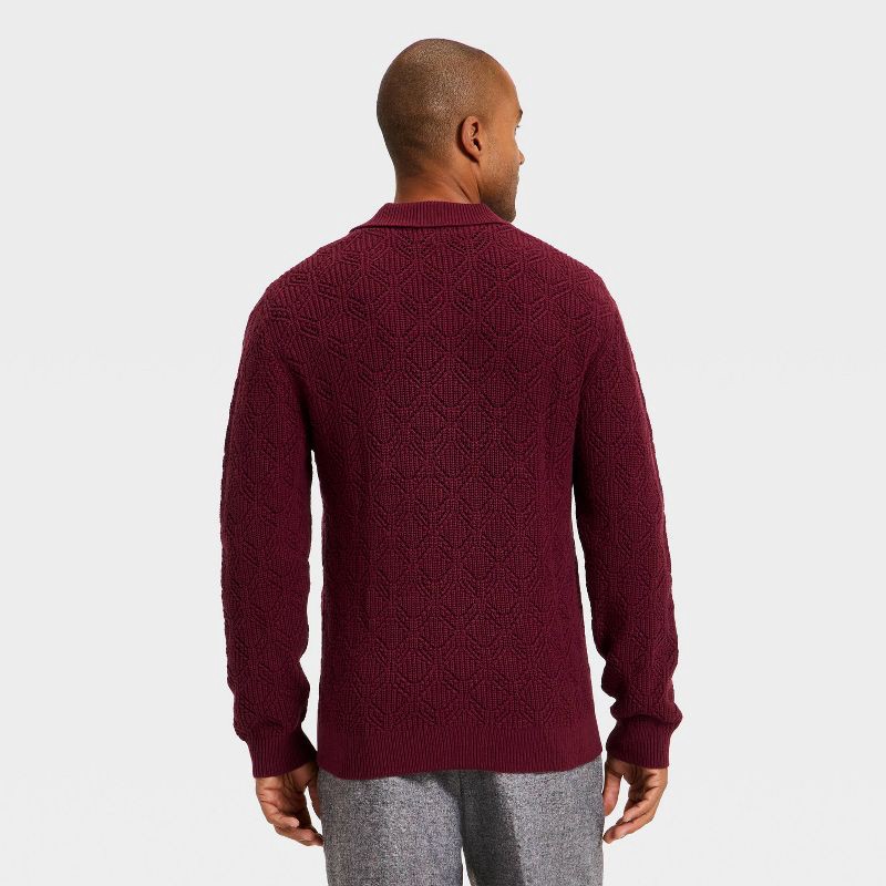 slide 2 of 3, Men's Long Sleeve Cardigan Sweater - Goodfellow & Co™ Red L, 1 ct