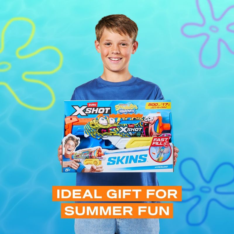 slide 5 of 7, XSHOT Water Skins Fast Fill Hyperload Water Blaster - Sponge Bob, 1 ct
