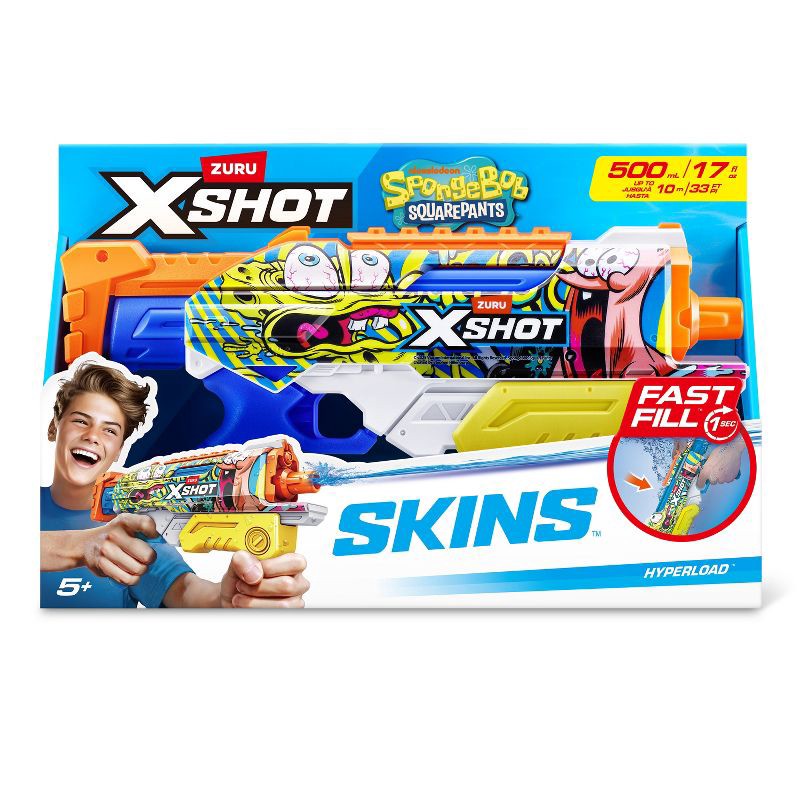 slide 6 of 7, XSHOT Water Skins Fast Fill Hyperload Water Blaster - Sponge Bob, 1 ct