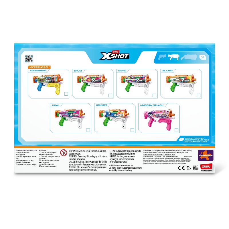 slide 7 of 7, XSHOT Water Skins Fast Fill Hyperload Water Blaster - Sponge Bob, 1 ct