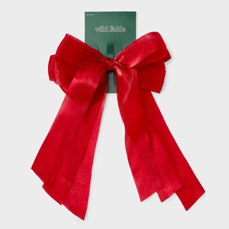 slide 2 of 3, Organza Triple Bow Hair Barrette - Wild Fable™ Red, 1 ct
