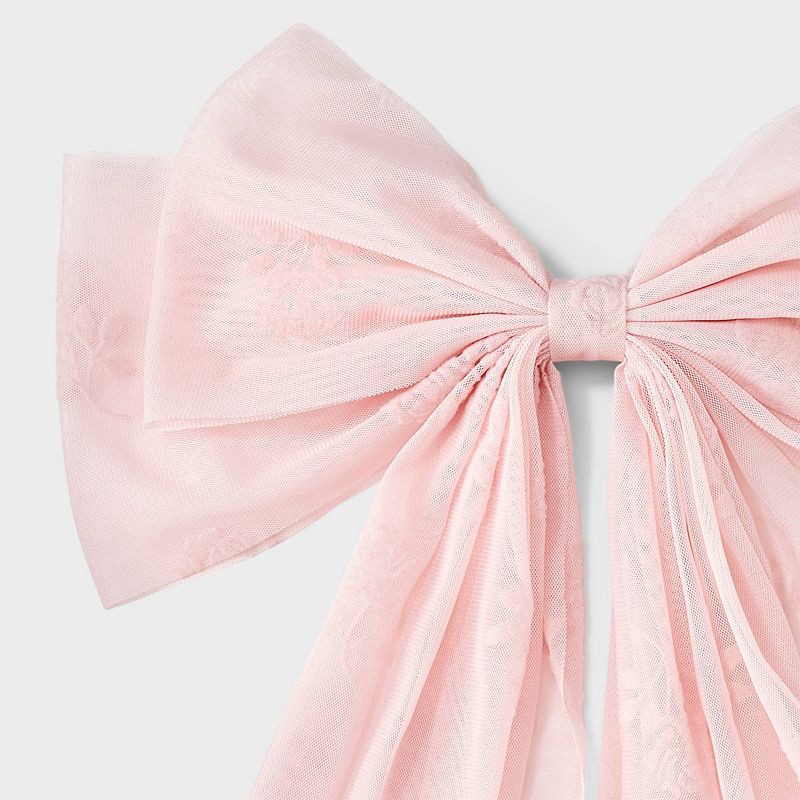 slide 3 of 3, Flocked Bow Hair Clip - Wild Fable™ Pink, 1 ct