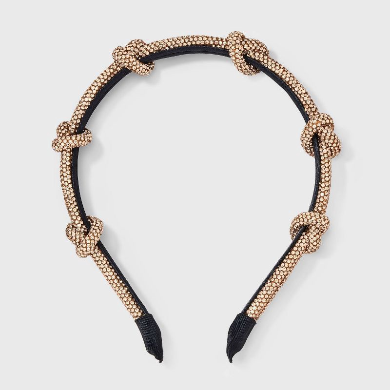 slide 1 of 3, Knotted Rhinestone Headband - A New Day™ Rose Gold, 1 ct