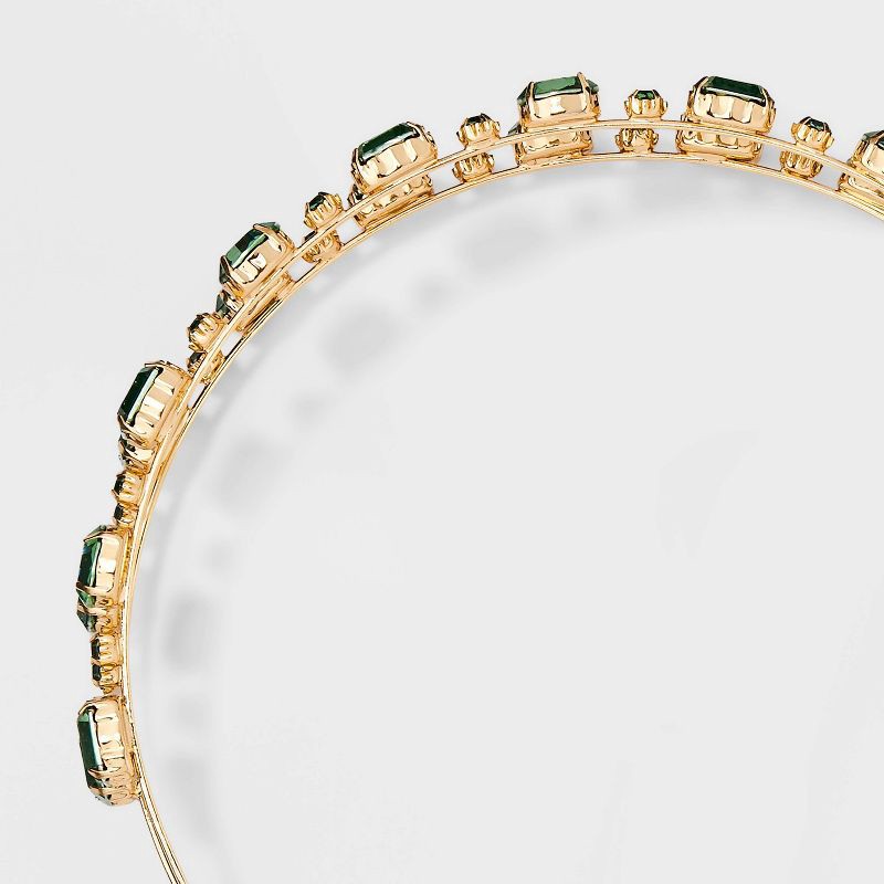 slide 3 of 3, Two Row Stone Headband - A New Day™ Green, 1 ct