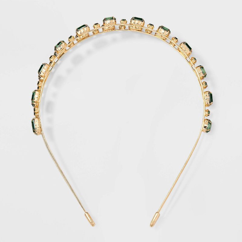 slide 1 of 3, Two Row Stone Headband - A New Day™ Green, 1 ct