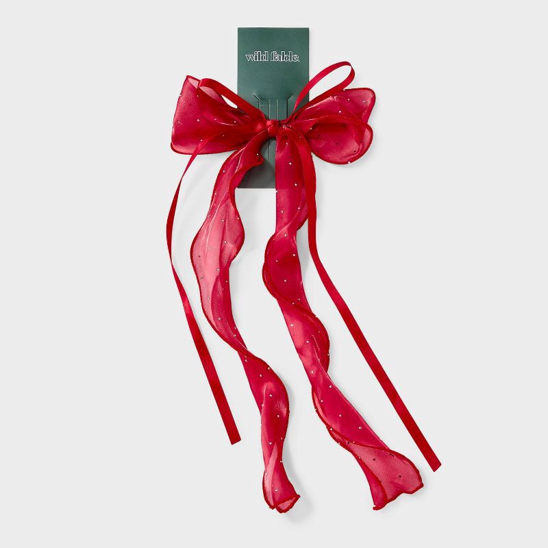 slide 2 of 3, Gemmed Bow Hair Clip - Wild Fable™ Red, 1 ct