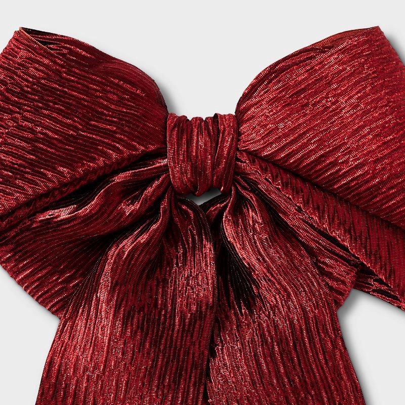 slide 3 of 3, Crinkle Satin Bow Hair Barrette - A New Day™ Red, 1 ct