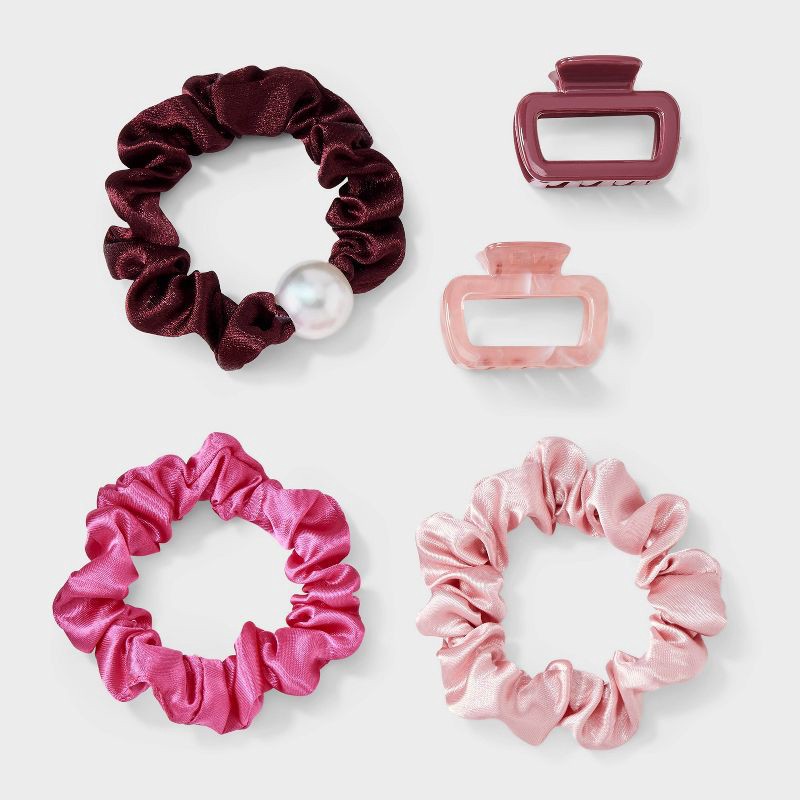 slide 2 of 4, Claw Hair Clip and Hair Twister Set 5 pc - A New Day™ Pink, 5 ct