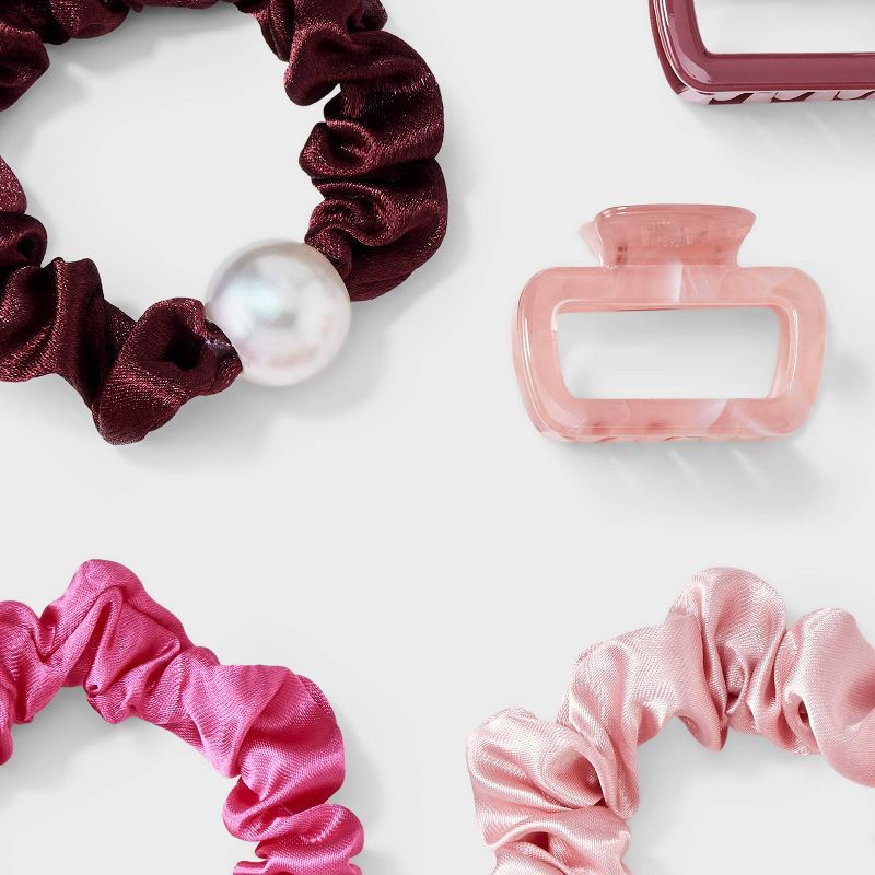 slide 4 of 4, Claw Hair Clip and Hair Twister Set 5 pc - A New Day™ Pink, 5 ct