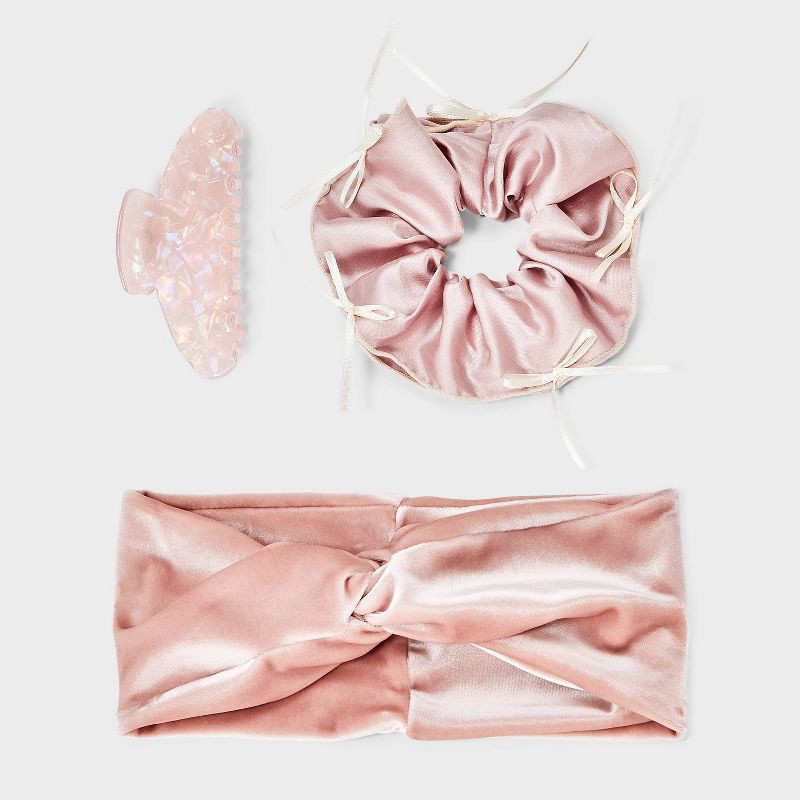 slide 2 of 4, Claw Clip Hair Twister and Headband Set 3 pc - A New Day™ Pink, 3 ct