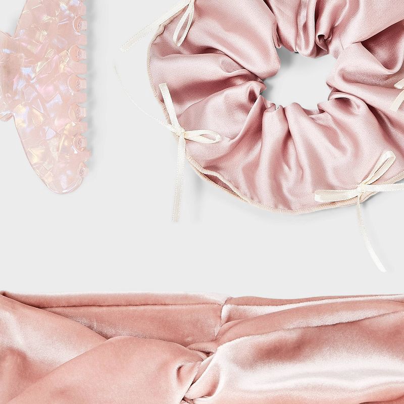 slide 4 of 4, Claw Clip Hair Twister and Headband Set 3 pc - A New Day™ Pink, 3 ct